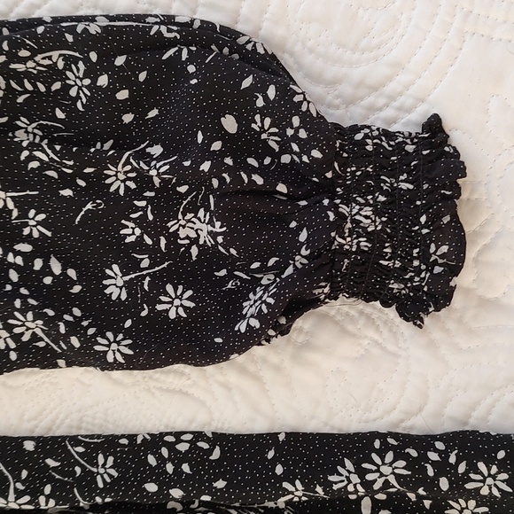 Zara Black & White Floral Peasant Style Midi Dress / Size Small - Picture 9 of 12